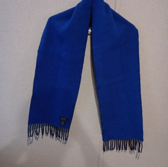 Polo Ralph Lauren Mens Blue Merino Italy Wool Scarf - Picture 2 of 5